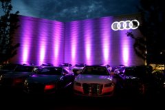 Audi Cape Fear, 255 Old Eastwood Road in Wilmington, will remain bathed in purple light through Sunday in honor of the late musician, Prince. Photo by Dave Cain of The Cain Gallery.